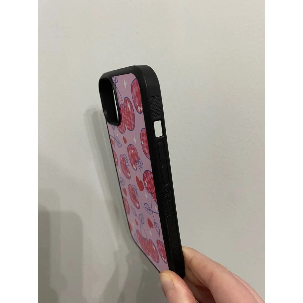 iPhone 13 Case Unisex Pink Disco Ball Cherry Heart Checkered Retro Protective